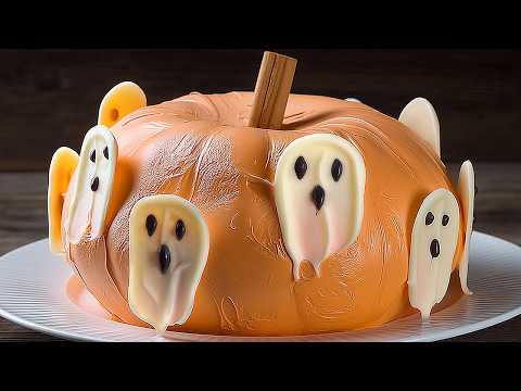 Видео: Шикарный торт-ТЫКВА с милыми привидениями 🎃👻: секретный рецепт красивого десерта!