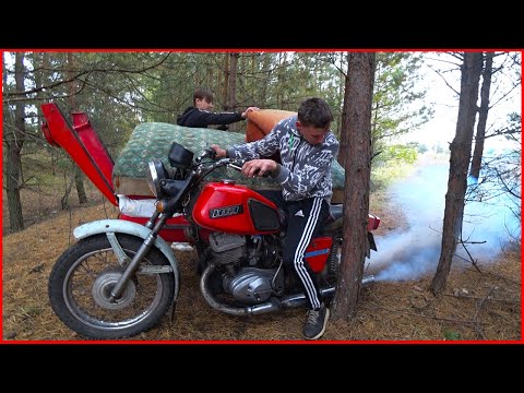 Видео: Эпическая покатушка на ИЖ ПЛАНЕТА 5 с Коляской! превратилась в перевозку матрасов со Свалки!!!!