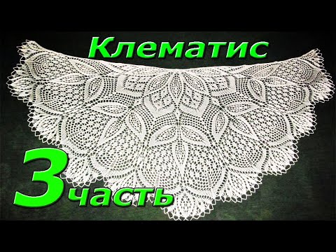 Видео: 3.  Шаль спицами "КЛЕМАТИС".  21-36 ряд. Вязание.