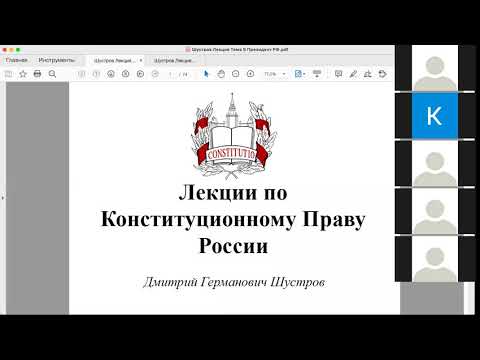 Видео: Шустров Д.Г. Лекции по конституционному праву РФ № 26 Президент РФ (окончание)