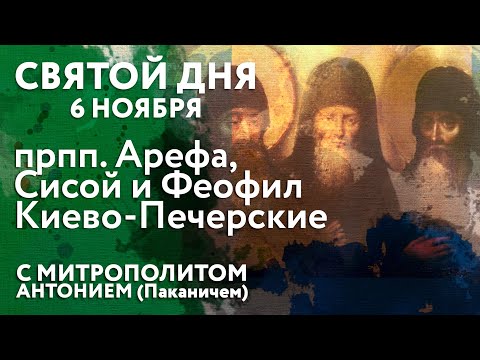 Видео: Святой дня. 6 ноября. Преподобные Арефа, Сисой и Феофил Печерские.
