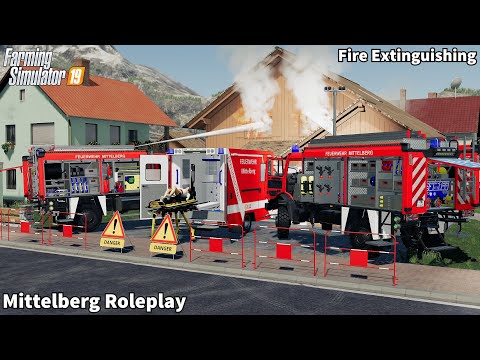 Видео: Тушение пожара, Пожар в доме, Уборка улицы │Миттельберг│Многопользовательская ролевая игра│FS 19