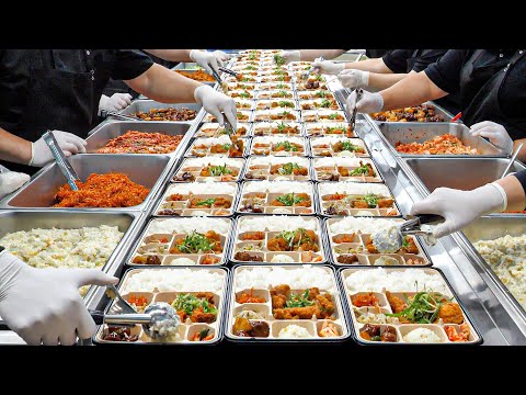 Видео: Удивительный масштаб!5$ Цыпленок, карри, фрикадельки Lunchbox Factory Процесс массового производства