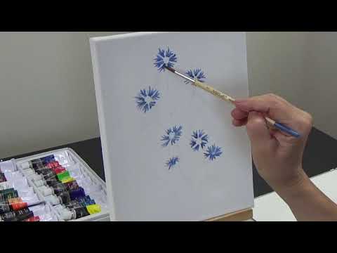 Видео: Рисуем полевые цветы / Васильки в композиции картины