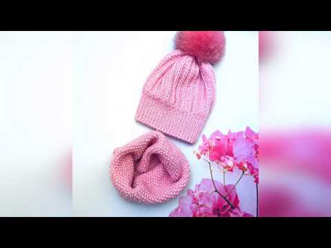 Видео: Очень простая теплая шапочка спицами    "Зефирка"