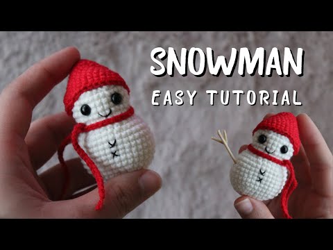 Видео: Легкий вязаный крючком снеговик амигуруми Как связать маленького снеговика крючком - Брелок