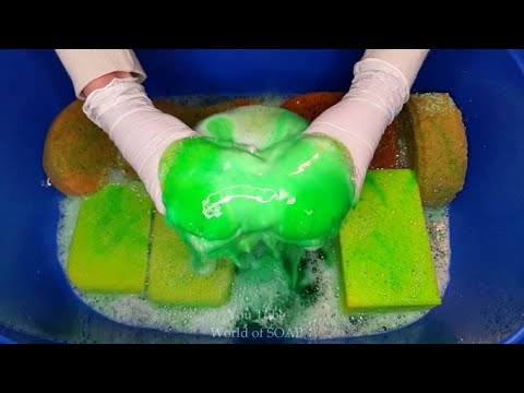 Видео: ASMR(156) Зелёный микс средств/Много губок