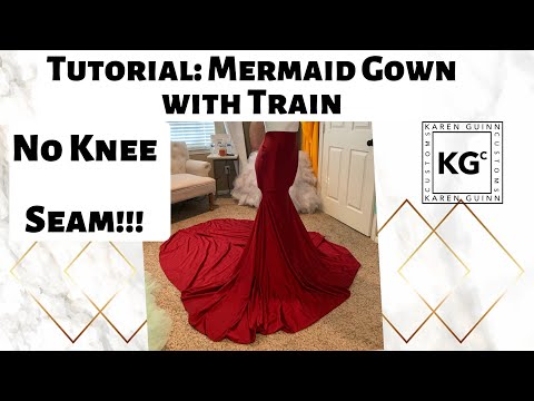 Видео: Мастер-класс по пошиву платья-русалки со шлейфом — БЕЗ ШВА НА КОЛЕНЕ!