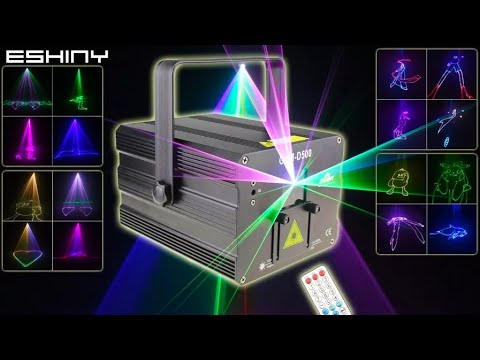 Видео: DJ RGB лазерный проектор с анимацией ESHINY G1N8 laser projector with animation