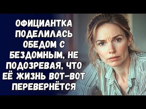 Видео: 📗 Истории из жизни. Официантка поделилась обедом с бездомным, не подозревая, что её жизнь вот-вот