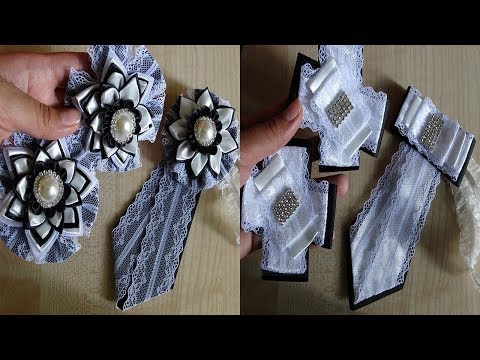 Видео: Отличный набор в школу Мини Галстук Канзаши/Excellent school set / Mini Kansasi Tie