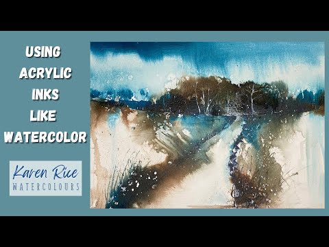 Видео: Используйте акриловые чернила как акварель