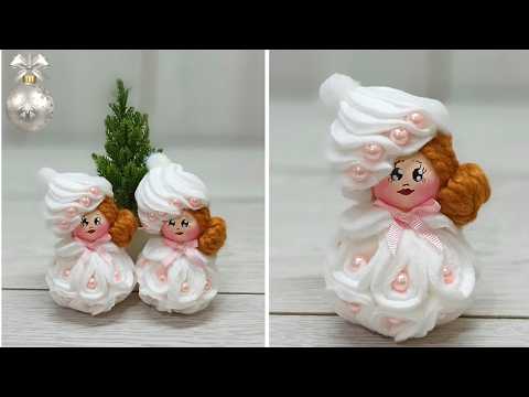 Видео: Отличная идея🥚С подушечкой для макияжа и картонкой от яиц🎄На Новый год Легкие и очаровательные куклы