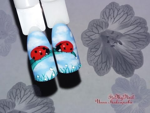 Видео: 🐞Дизайн ногтей гель лаком🐞Рисуем божью коровку на ногтях🐞Nail Design Shellac🐞