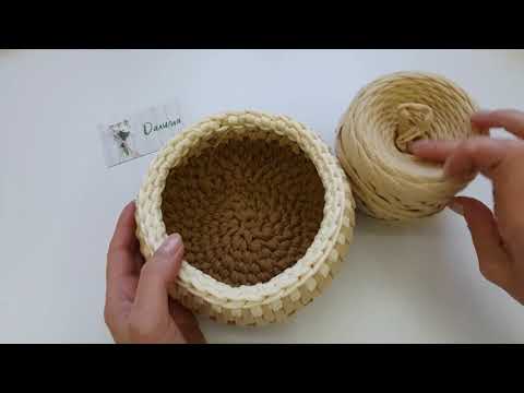 Видео: Корзина крючком узором "Ротанг"!