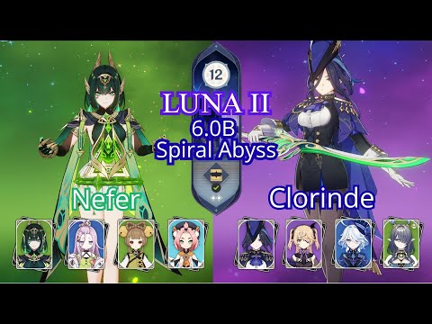 Видео: Команды C0R1 Nefer F2P и C0R0 Clorinde QCB - Genshin Impact Luna II 6.0B Spiral Abbys