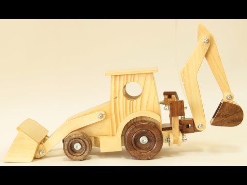 Видео: Изготавливаем деревянную игрушку Экскаватор-погрузчик. How to make a wooden toy Backhoe loader