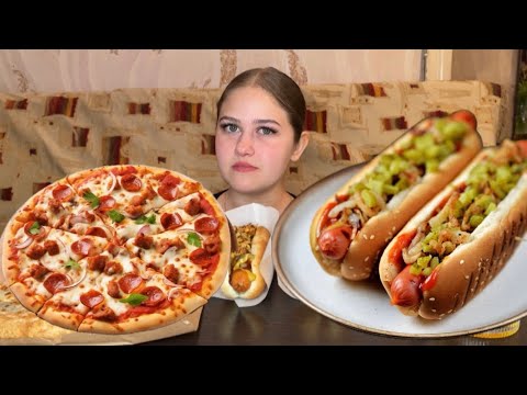 Видео: МУКБАНГ/ХОТ-ДОГ/ПИЦЦА/ОБО ВСЕМ ПО МАЛЕНЬКУ