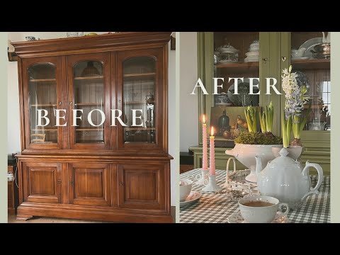 Видео: DIY / Обновление большого посудного шкафа /переделка старого шкафа