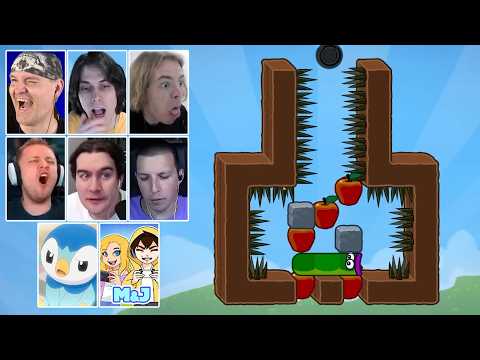 Видео: Реакция Ютуберов на Самый Сложный Уровень в Детской Головоломке APPLE WORM
