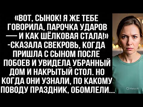 Видео: «Вот, сынок! Я же тебе говорила, парочка ударов — и как шёлковая стала!» — сказала свекровь, когда..