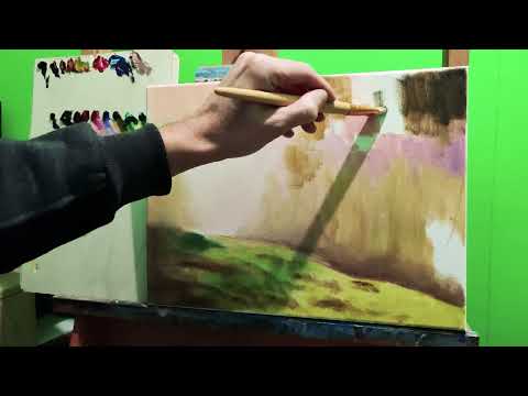 Видео: Солнечный лес с лучами солнца|простой способ рисовать лучи солнца #живопись #лес #art #пейзаж