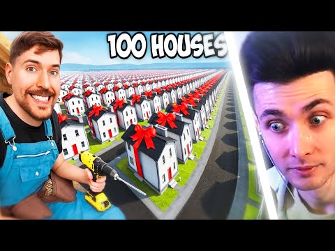 Видео: ХЕСУС СМОТРИТ: Я Построил 100 Домов и Раздал Их! | МИСТЕР БИСТ