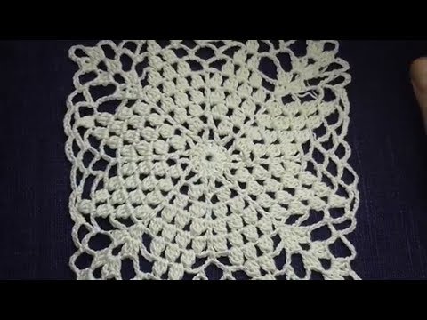 Видео: Большой Ажурный квадрат крючком. Квадрат для пледа, скатерти