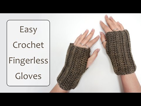 Видео: Простые вязаные крючком перчатки без пальцев (урок для начинающих)