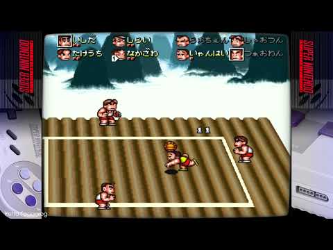 Видео: Вышибалы Kunio-kun no Dodge Ball Da yo Zenin Shuugou! 1993 Игра SNES.