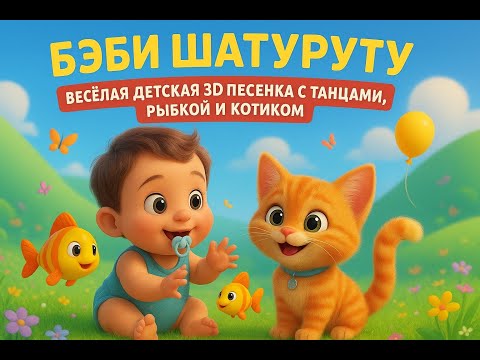 Видео: Бэби Шатуруту – Весёлая детская 3D песенка с танцами, рыбкой и котиком  Мультяшный мультфильм для ма