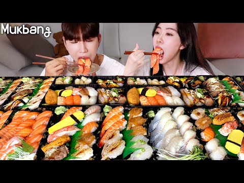 Видео: 100 кусок суши?🍣 Мой младший брат хочет съесть суши, поэтому я заказал 100ㅣSushi ㅣASMR MUKBANG