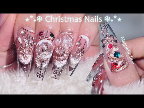 Видео: Розовое золото на Рождество 🎄♥️ Магнитное дерево и прозрачный френч | DIY маникюр | ASMR