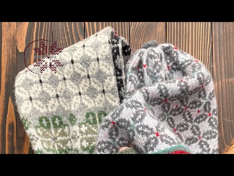 Видео: Жаккардовая шапка в технике «жаккард без протяжек с двух рук». Фильм 3.