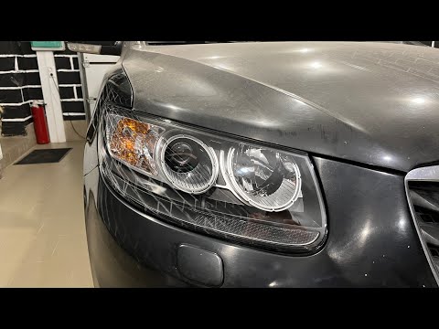 Видео: Hyundai Santa Fe 2 - ремонт фар, замена линз, диодные Expression