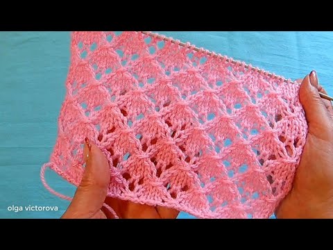 Видео: Просто и изысканно. Ажурные ромбики  631 Узоры Вязание спицами