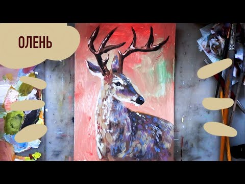 Видео: Как нарисовать оленя гуашью, пошаговый урок для детей и взрослых