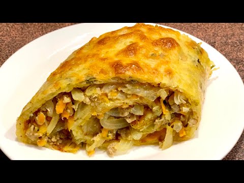 Видео: Картофено руло с кайма - приготвя се за минути, изчезва за секунди / Картофельный рулет с фаршем