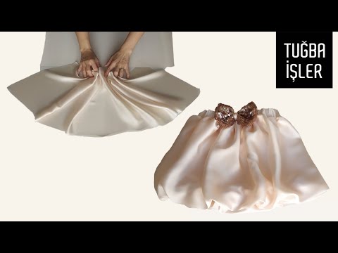 Видео: Очень легкий пошив детской атласной юбки шара | Tuğba İşler