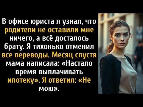 Видео: В офисе адвоката я узнал, что родители не оставили мне ничего, а брату досталось всё.