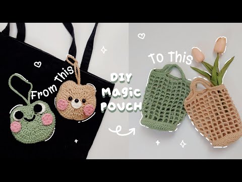 Видео: ♡ Вязаный крючком волшебный мешочек, который превращается в сетку | Мастер-класс по вязанию мешоч...