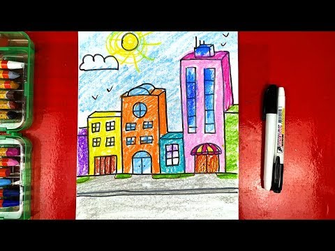 Видео: Рисуем Дома в Городе - Как нарисовать улицу, дома и город
