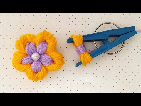 Видео: Как просто сделать цветок из ниток с помощью прищепки/thread flower/Faden Blume