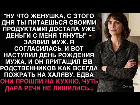 Видео: МУЖ СКАЗАЛ: «ТЕПЕРЬ ПИТАЙСЯ САМА!» — НО НА ЕГО ДЕНЬ РОЖДЕНИЯ ГОСТИ ЗАМЕРЛИ, УВИДЕВ МОЙ “СТОЛ”.
