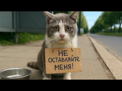 Видео: На остановке сидела кошка с табличкой. То, что на ней было написано — не оставит вас равнодушными…