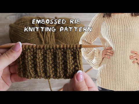 Видео: Рельефная резинка на 3х петлях спицами | Embossed rib knitting pattern