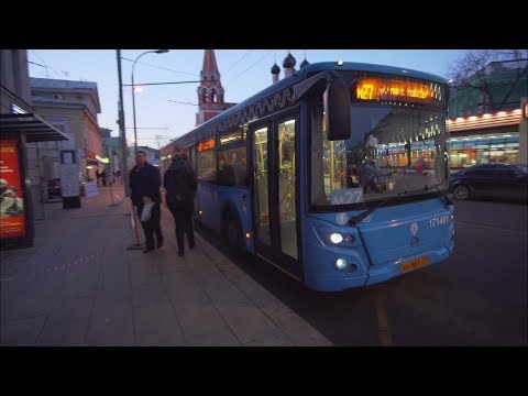 Видео: Russia, Moscow, bus m27 ride from Парк Победы to Тага́нская