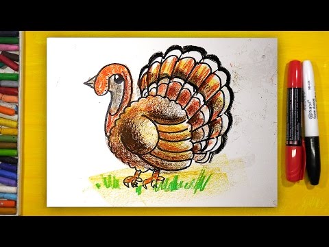 Видео: Как нарисовать ИНДЮКА, Урок рисования для детей от 3 лет | Раскраска для детей