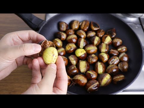 Видео: каштаны очищенные отдельно на сковороде !! целиком 🌰, попробуй один раз, и ты пристрастишься!