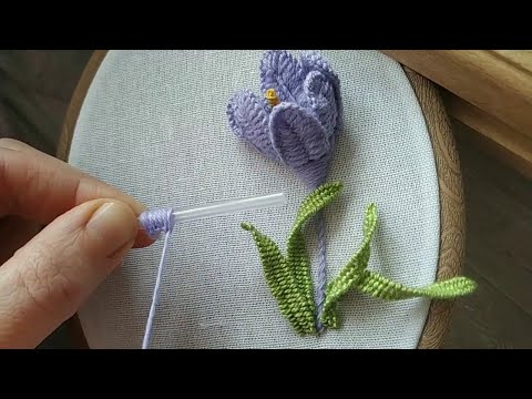 Видео: Як вишити крокус. Об'ємна вишивка. How to embroider a crocus. 3D embroidery